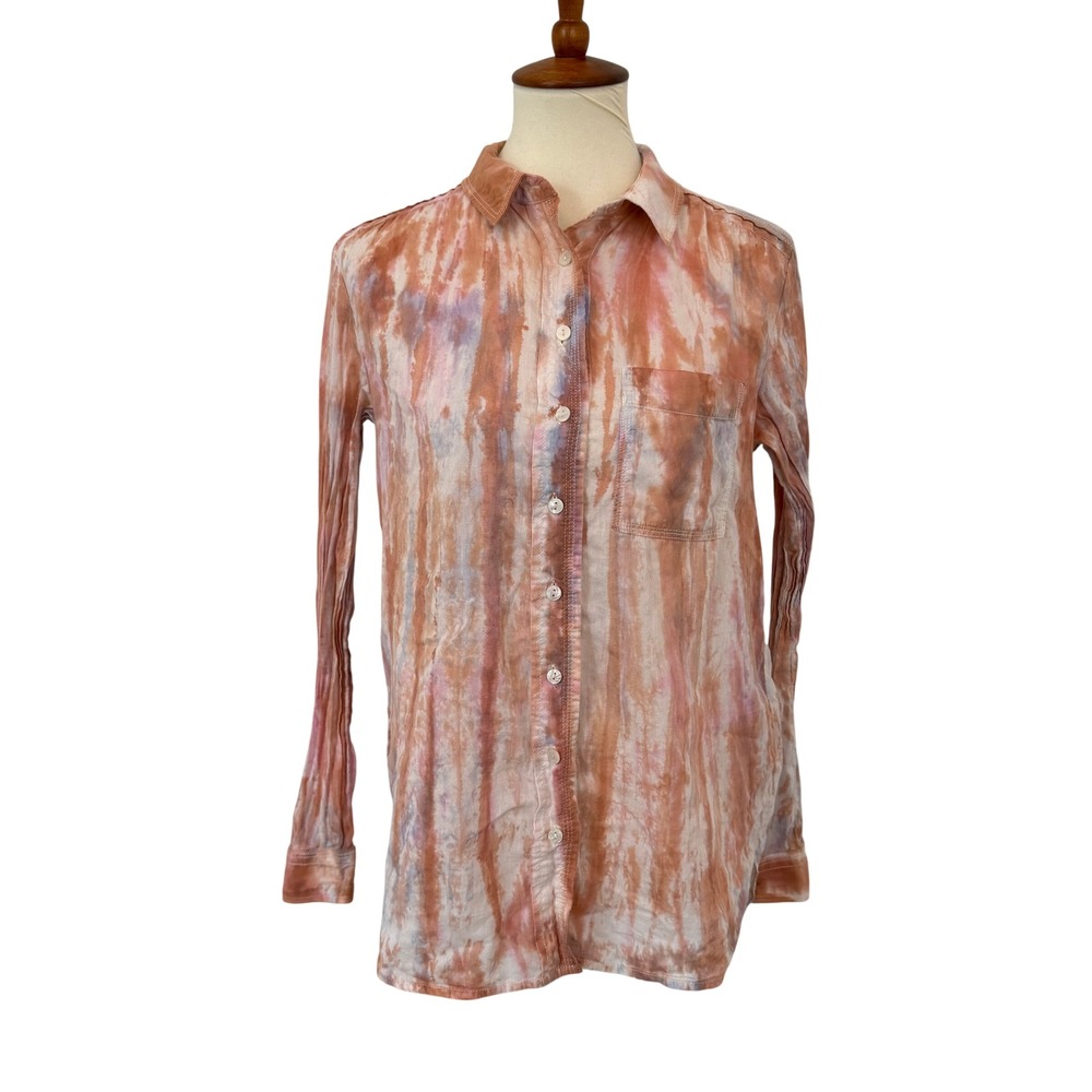 Pilcro Anthropologie Tie Dye Button Down‎ Shirt XS Terracotta Lavender